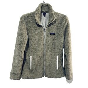 Patagonia Los Gatos Full Zip Sweater Jacket Womens M Taupe Teddy Bear Super Soft